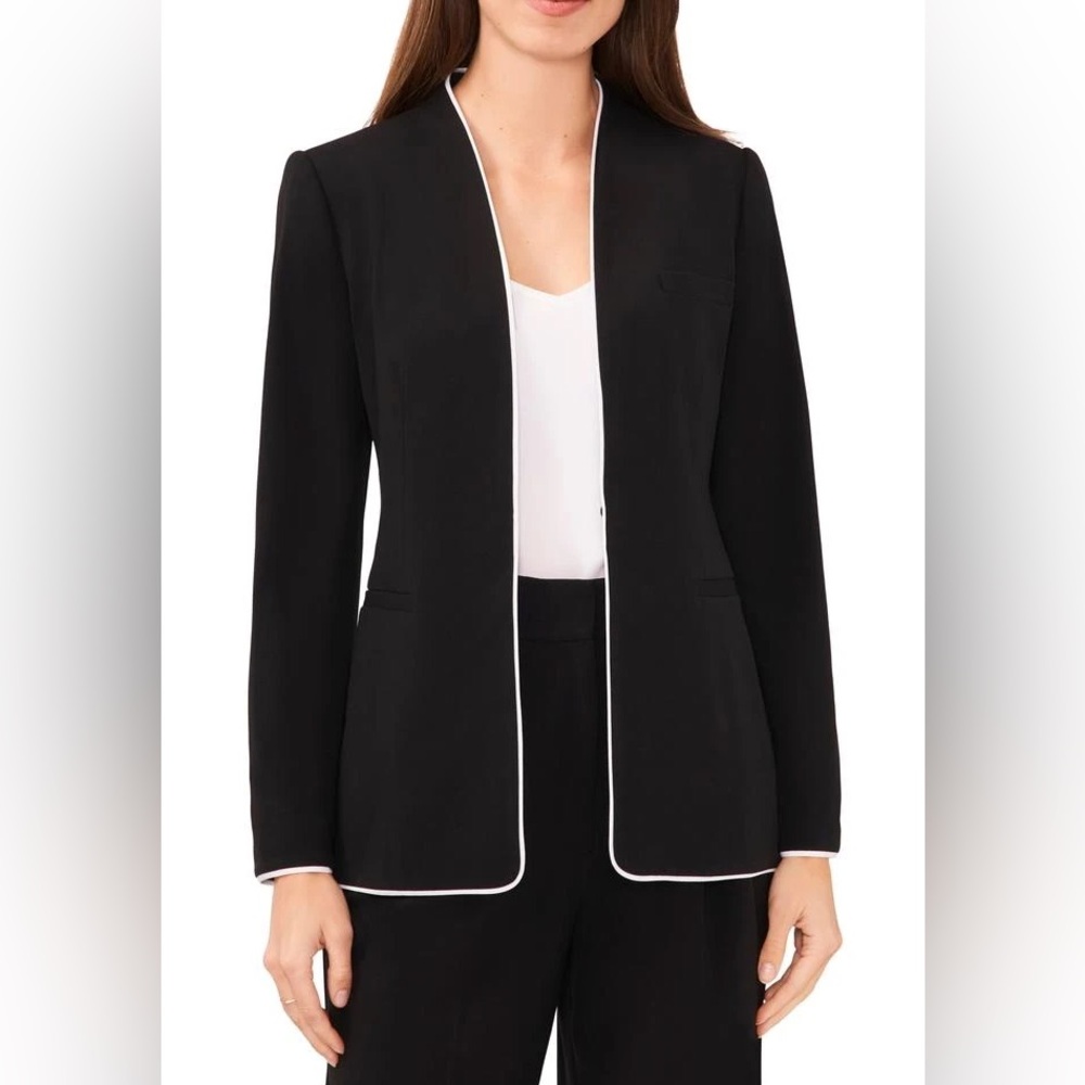 Halogen Piped Trim Collarless Blazer